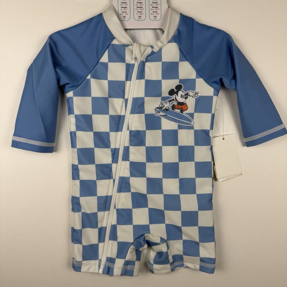 Disney Baby Mickey Mouse Swim Suit Size 3 Months Full Zip Rash Guard NWT